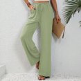 thumbnail image 4 of FAIWAD Womens Wide Leg Palazzo Pants Spring Summer High Elastic Waist Loose Casual Flowy Pants with Pockets, 4 of 7