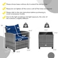 thumbnail image 3 of Costway 3PCS Patio Rattan Furniture Bistro Set Cushioned Sofas Side Table Armrest Navy, 3 of 10