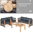 thumbnail image 4 of Costway 4 PCS Acacia Wood Patio Conversation Set w/Cushions for Garden Grey, 4 of 8