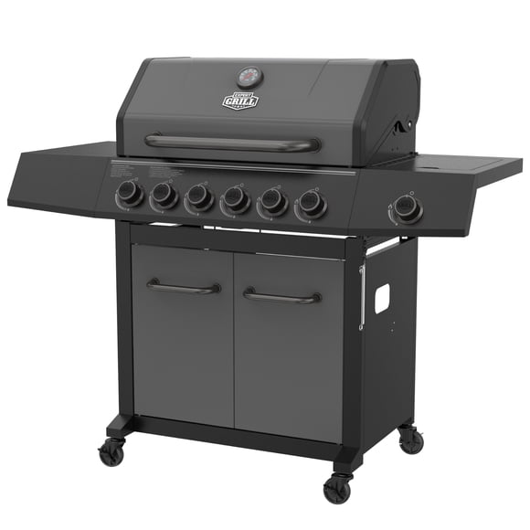 Expert Grill 6-Burner Gas BBQ Grill with Side Burner, Graphite