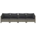 thumbnail image 2 of vidaXL 4 Piece Garden Lounge Set with Cushions Grey Poly Rattan, 2 of 5