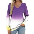 thumbnail image 1 of T-Shirts pour Femmes à Col en V à Manches Longues Imprimés Décontractés Amples, 1 of 6