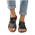 thumbnail image 4 of WLOELOEW Women'S Plus-Size Pointed-Toe Slippers With Strap Soft Sole For Summer Black Pu Material Size 6 Us 9.25 Inches, 4 of 8