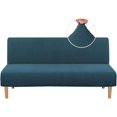 thumbnail image 1 of Armless Futon Cover Stretch Sofa Bed Slipcover Protector Elastic Feature Rich Textured High Spandex Small Checks Jacquard Fabric Futon Cover, Machine Washable, 1 of 7