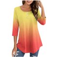 thumbnail image 1 of Birdeem Blouse pour Femmes Col Rond Manches 3/4 Boutonnée, 1 of 9