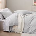 thumbnail image 4 of Bedsure Misty Grey Duvet Cover Queen Size - Soft Prewashed Queen Duvet Cover Set, 3 Pieces, 1 Duvet Cover 90x90 Inches with Zipper Closure and 2 Pillow Shams, Comforter Not Included, 4 of 6