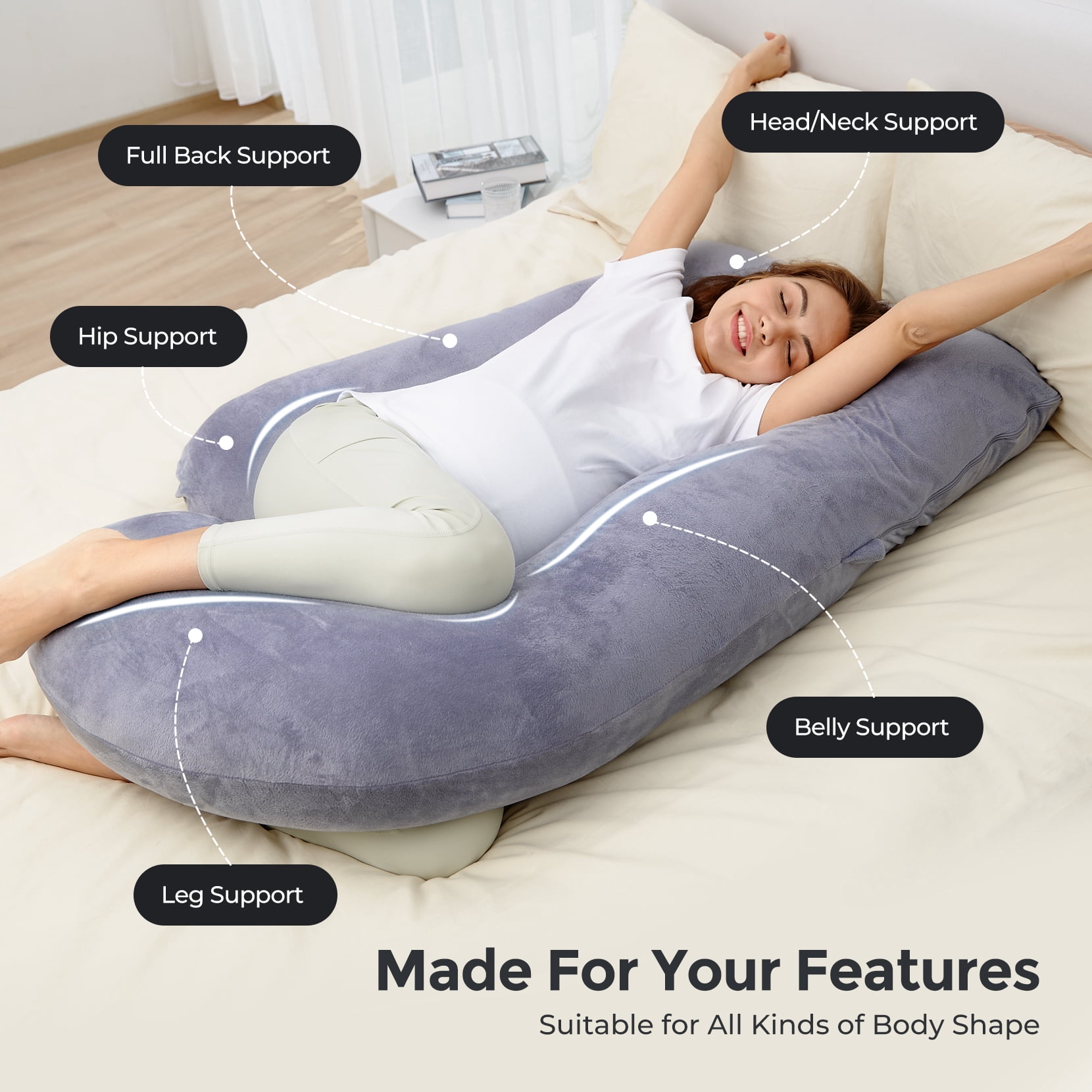 Momcozy U Shaped Pregnancy Pillow-Huggable