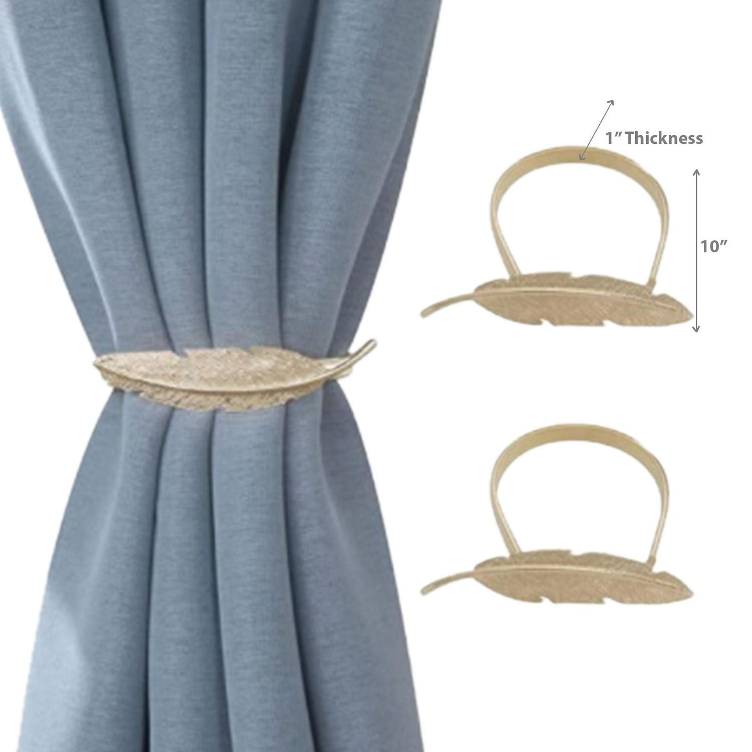 IH Casa Decor Set De 2 Rideaux Tiebacks Feather Rose Gold