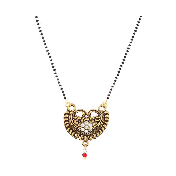 Elegant Stylish Unique Traditional Ethnic Casual Wear Copper Gold Plated Designer Mangalsutra Tanmaniya For Women (HR 11 MSTR P108)