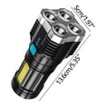 thumbnail image 3 of Usb Rechargeable Led Flashlight Strong Light Portable Cob Side Light Multifunctional Outdoor Home Black Plastic Flashlight Black #939G3, 3 of 9