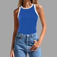 thumbnail image 2 of HBFAGFB Débardeurs pour Femmes Mode Col Rond Sans Manches Hauts Ajustés Légers Gilet Polyvalent Bleu Taille TTG, 2 of 4