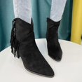 thumbnail image 4 of B91xZ Chaussures d'Automne Femmes Mode Semelle Crantée Talon Épais à Enfiler Bottines Élastiques, Noir 9.5, 4 of 5
