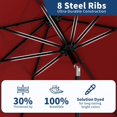 thumbnail image 4 of Bingirl Parasol de Patio 10 Pieds Parasol de Table Extérieur pour Patio avec Manivelle Inclinaison à Bouton-Poussoir 8 Nervures Robustes pour Cour Terrasse Piscine Rouge, 4 of 7