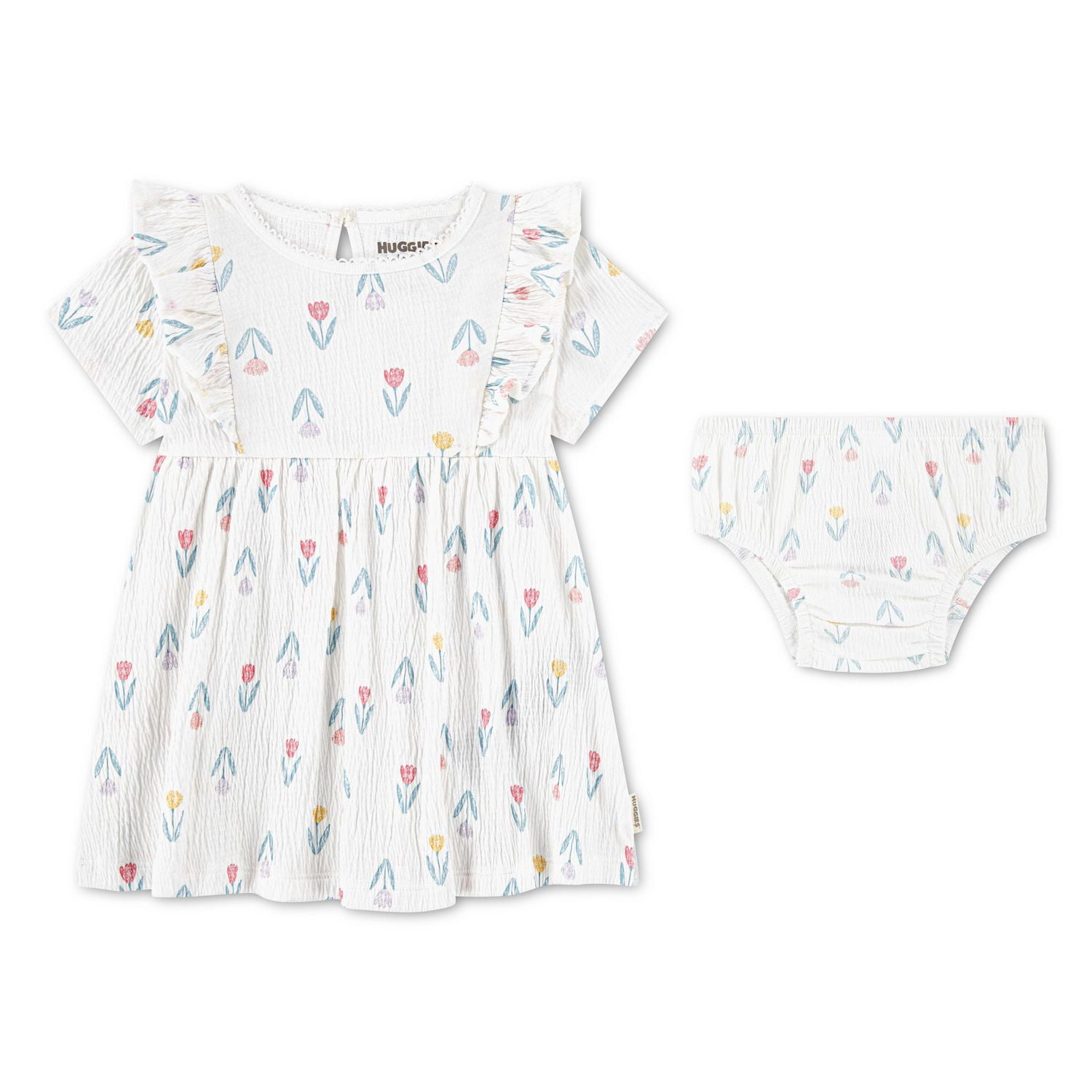 Ensemble 2 pièces Robe en Jacquard Froncé pour Bébé Fille Huggies Happy Hugs