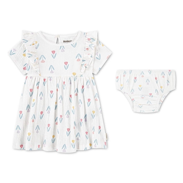 Ensemble 2 pièces Robe en Jacquard Froncé pour Bébé Fille Huggies Happy Hugs
