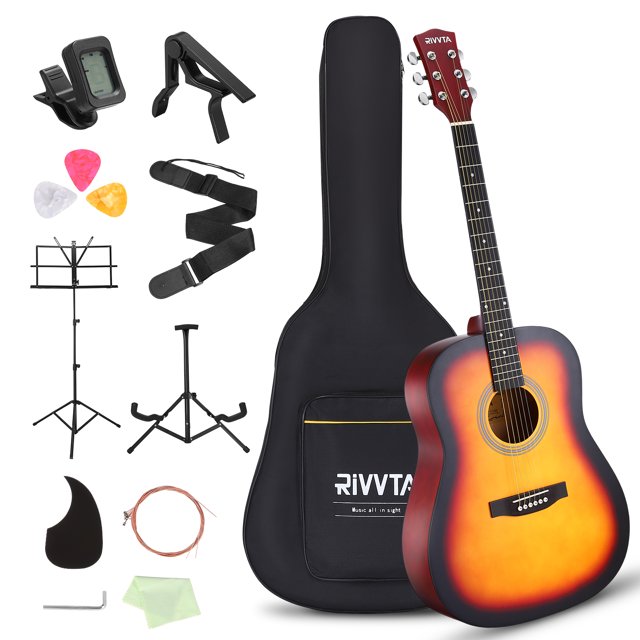 41 Inch Acoustic Guitar for Beginners Adults with Gig Bag, Tuner, Strings, Picks, Strap, Capo, Pickguard