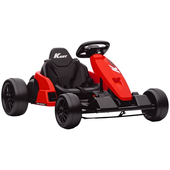 Qaba 24V Electric Go Kart, Kids Drift Kart with Dual 150W Motors, Red
