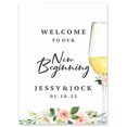 thumbnail image 1 of Darling Souvenir MADE WITH LOVE Personalized Welcome Sign/ Banner, Welcome To Our New Beginning Custom Wine Glass With Flowers Wedding, Engagement Party Sign - 18x12, 1 of 5