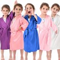 thumbnail image 1 of Esaierr 2-11Y Baby Girls Boys Bathrobe Soft Robe Soft Imitated Silk Bathrobe for Kids Spring New Tether Bathrobe, 1 of 9