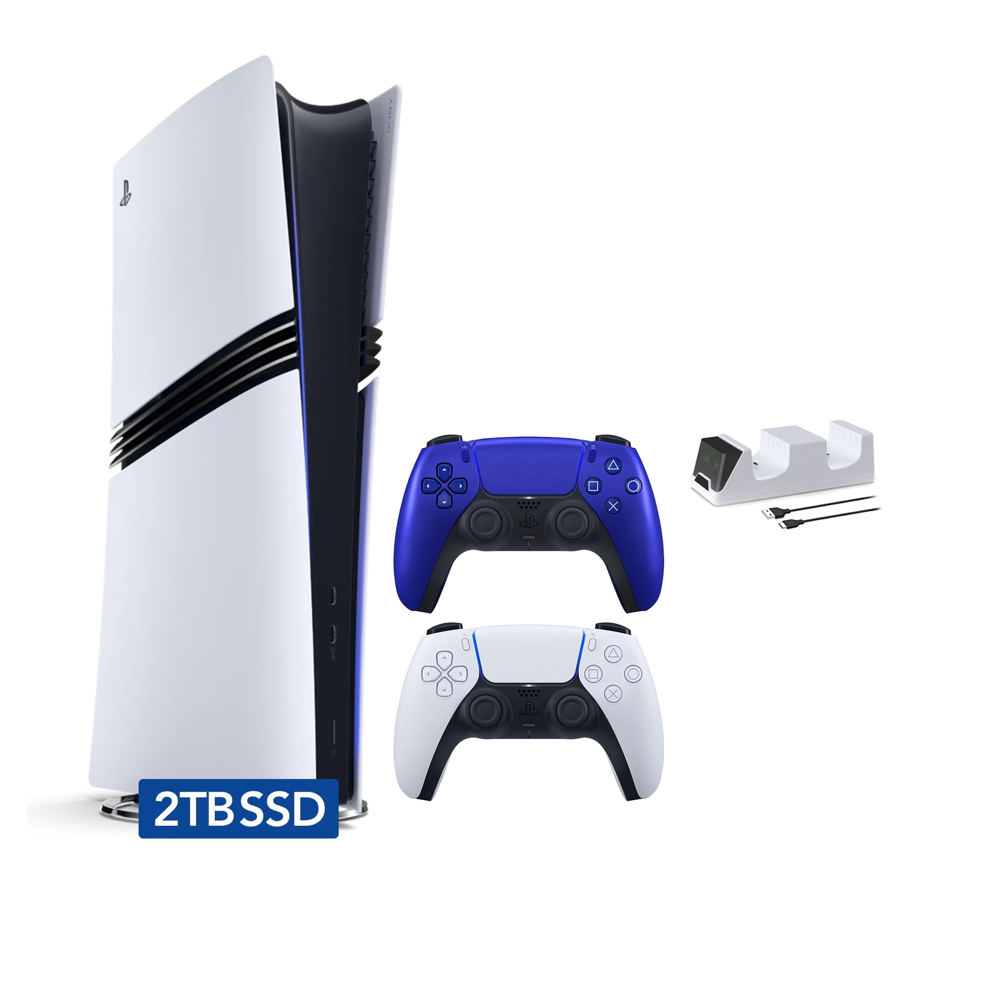 PS5対応耐衝撃コンパクト＆軽量USB3.2(Gen2) Type-A＆C PlayStation 5 Pro 2TB SSD Digital Console with Two Controllers