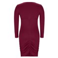 thumbnail image 4 of Ovzne Robes Grande Taille pour Femmes aux Formes Robe d'Été Mode Femme Décontractée Unie à Manches Longues Plissée à Col en V Robe de Vacances Robe Courte Liquidation, 4 of 5