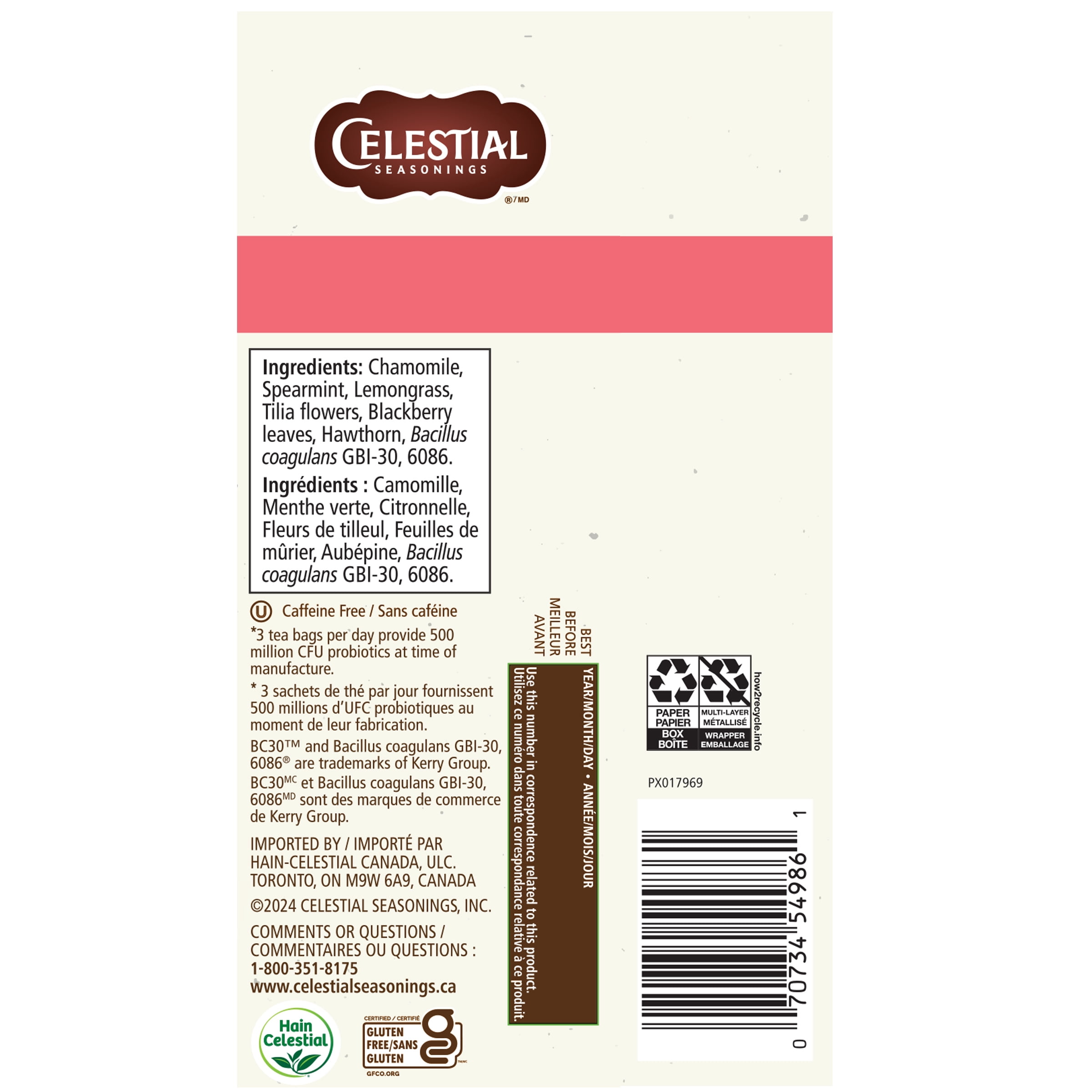 Celestial Seaonings Sleepytime Probiotique, Herbal Tea,