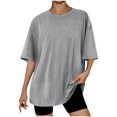 thumbnail image 1 of Timegard Womens Tops Athletic Crewneck Short Sleeve Loose Workout Top Comfy Solid Color Casual Basic Tee, 1 of 3