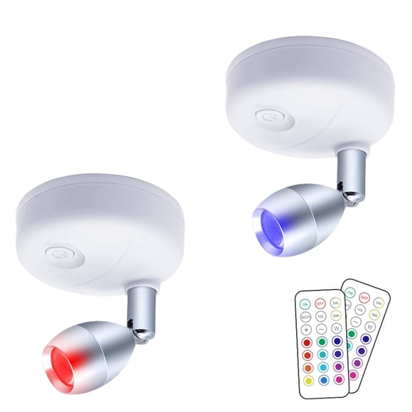 Fesfesfes 2 Pack Smart Wall Sconce Battery-Operated RGB Light Indoor