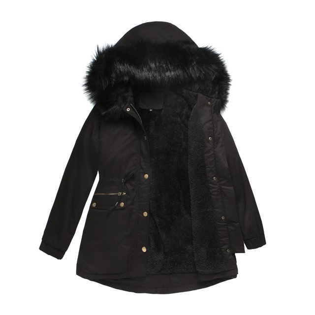 LSLJS Women Plus Size Winter Warm Composite Plush Button Lapels Jacket Outwear Coat