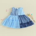thumbnail image 2 of Robes en Tulle de Couleur Contrastée Sans Manches d'Été pour Filles, 2 of 8