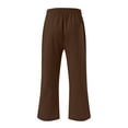 thumbnail image 5 of Penkiiy Pantalon Capri Extensible Taille Haute pour Femmes avec Poches, Brun, 2TG, 5 of 5