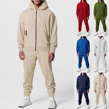 BADHUB Men's Tracksuit 2 Piece Cotton Hoodie Sweatsuit Sets Casual Jogging Athletic Suits Full Zip Hoodies Jacket and Elastic Waist Jogger Pant Solid Color Clearance Sales Navy,XXL