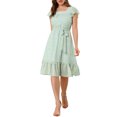 thumbnail image 2 of INSPIRE CHIC Robe pour Femme Florale à Encolure Carrée Manches Volantées Style Casquette Midi à Volants Robe d'Invitée de Mariage S Bleu Pâle, 2 of 6