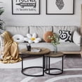 thumbnail image 3 of Semiocthome Modern Round Nesting Coffee Table Set,End Table Metal Frame for Living Room,23.6",Brown, 3 of 8