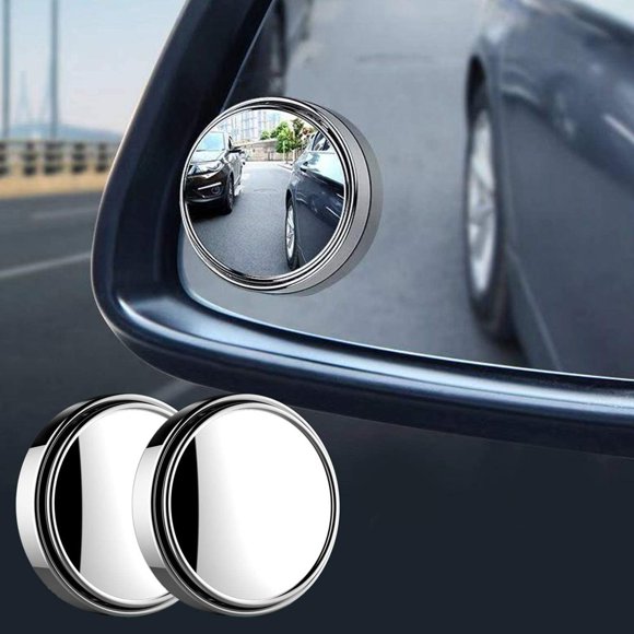 PENGX 2pcs Blind Spot Mirror 2” Round HD Glass Mirrors Frame Convex Rear View Mirror with Wide Angle Adjustable Stick for Motorcycle ATV Car SUV and Trucks