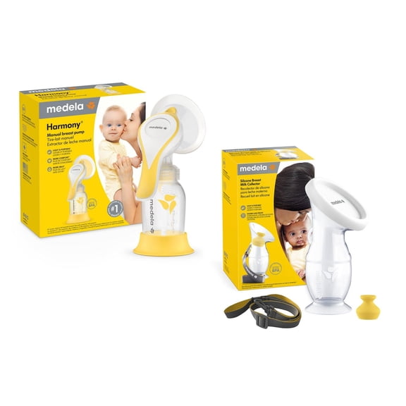 Ensemble de tire-lait manuel Medela – Parfait Duo, comprenant le tire-lait manuel Harmony et le Recueil-lait Maternel en Silicone.