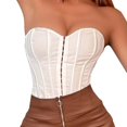 thumbnail image 1 of B91xZ Women's Chest Wrapping Dressing Fish Bone Top Adjustable Lacing Fashion Plus Size,White L, 1 of 5