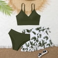 thumbnail image 2 of Kcodviy Toddler Girl's 3 Piece Little Girls Bathing Suits Swimsuits Soild Bikini Rullfe Girl Bikini Bathing Suit Briefs Girls Racing Swimsuit Bikini Swimwear Set, 2 of 5