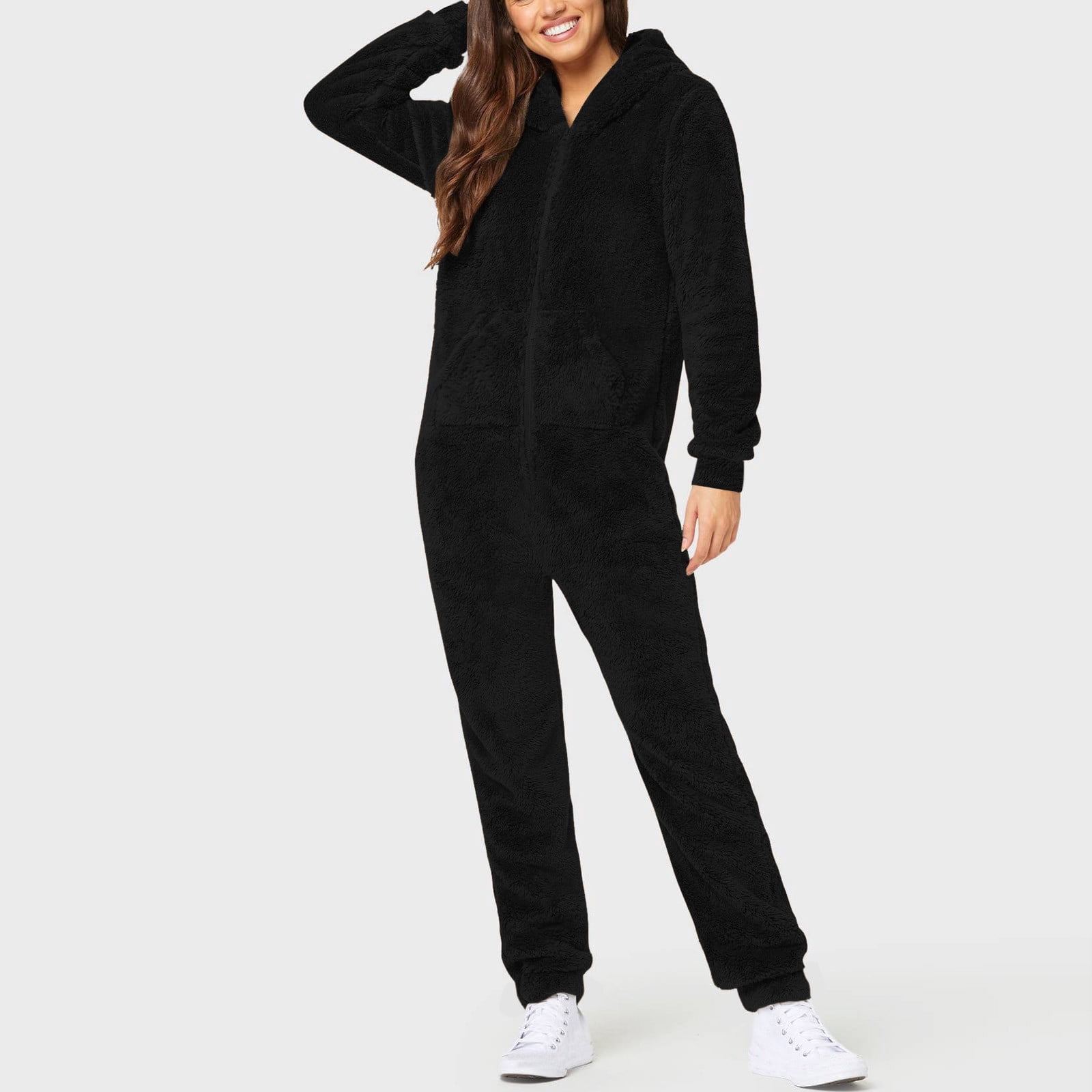 Combinaison avec Contrôle du Ventre pour Femmes, Manches Longues, à Capuche, Pyjama Combinaison Décontracté d'Hiver Chaud, Tenue de Nuit, Combinaisons d'Automne pour Femmes en Liquidation
