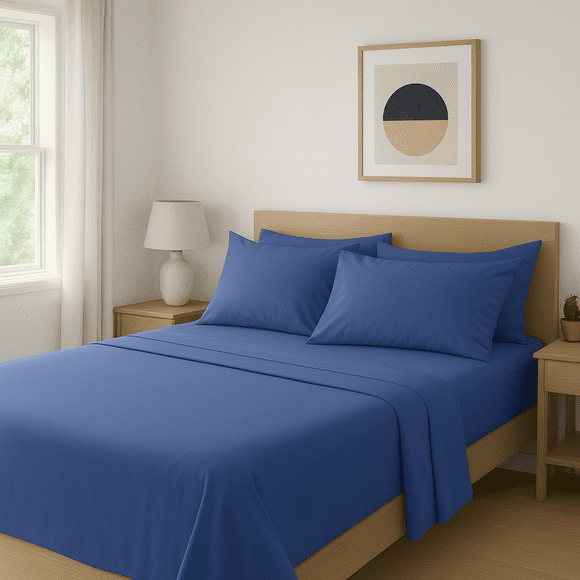 Comfy Bamboo World Series 4pc Microfiber Bedsheets Sheet Set, Full Size Bed, Navy