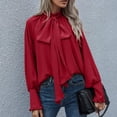 thumbnail image 4 of Timegard T Shirts for Women Ruffle Long Sleeve Crew Neck Tops Soft Solid Color Casual Loose Dressy Blouses, 4 of 5