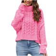 thumbnail image 1 of Chandail à Manches Longues pour Femmes Mode pour Femmes Manches Longues Col Rond Chandail Ample Hauts Blouse Chandail Tricoté Hauts pour Femmes Décontracté Automne P-229 Rose-A m, 1 of 6