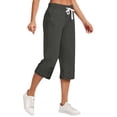 thumbnail image 3 of AherBiu Womens Capris for Summer Cotton Linen High Waisted Drawstring Cropped Pants Loose Lounge Capris Trousers, 3 of 6