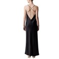thumbnail image 4 of SUNSIOM Robe Longue en Satin pour Femmes Couleur Unie Été Dos Nu Fendue Robe de Soirée pour Cocktail Plage Mode Urbaine, 4 of 5