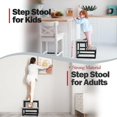 thumbnail image 3 of 2 Step Stool for Adults Kids, Heavy Duty Wooden Stepping Stools, Bedside Foot Stool with 500lbs Load Capacity, Non-Slip Step Stool for High Bed, Kitchen, RV - Grey, 3 of 8