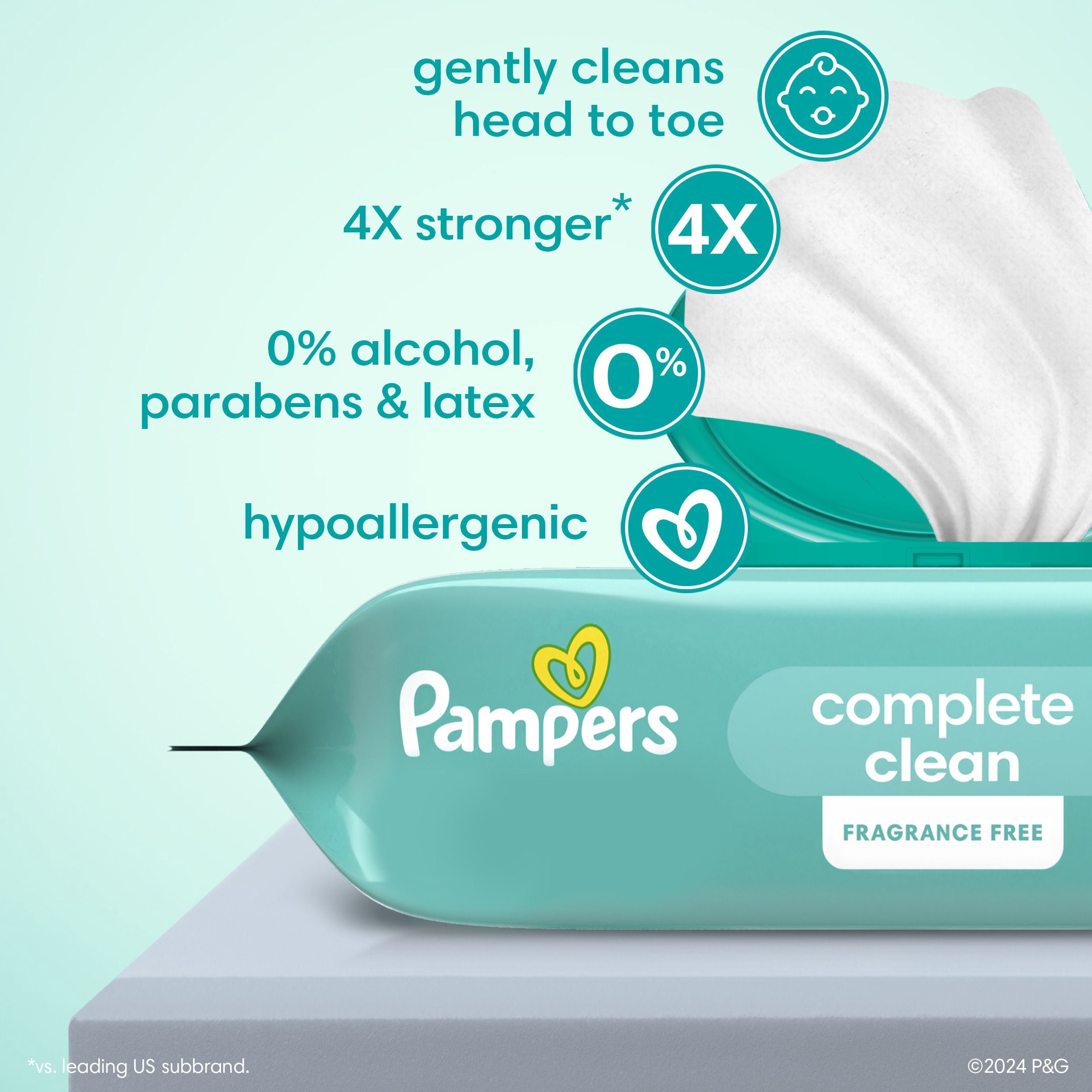 Lingettes pour bébés Pampers Complete Clean, sans parfum, 10X boîtes distributrices, 720 lingettes