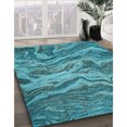 thumbnail image 3 of Ahgly Company Tapis d'Intérieur Lavable à la Machine, Carré, Transitionnel, Vert Sarcelle, Tapis de Zone, 3 Pieds Carré, 3 of 7