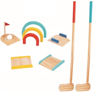 TOOKYLAND Kids Wooden Toy Golf Set - 13pcs Playset - 2 Player Game Set with Carry Bag, Ages 3+