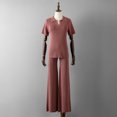 thumbnail image 4 of Ensembles Assortis pour Femmes Manches Courtes Col Rond Chemises Pantalons Larges Amples Pyjamas Ensembles Vêtements d'Été pour Femmes, 4 of 4