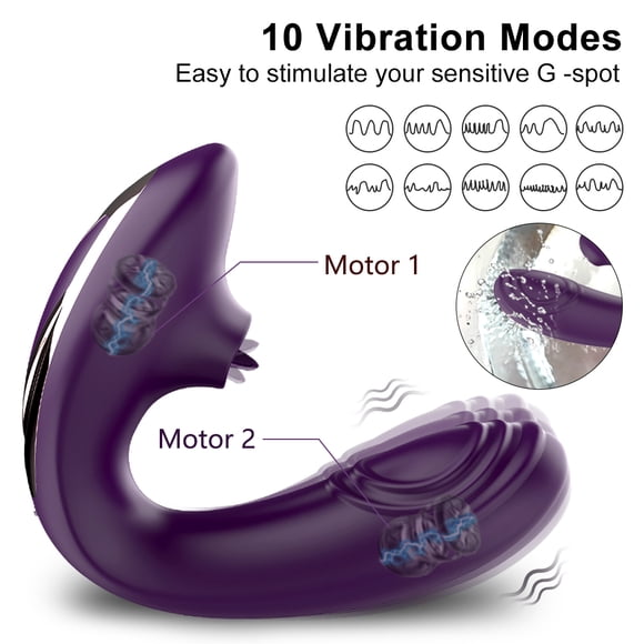 Vibromasseur à Succion Clitoridienne, Vibromasseur à Pois 2 en 1 g, Stimulateur Silencieux avec 10 Modes de Vibration, Gode Vibrant Lapin, Jouets de Sexe Oral pour Femme Adulte, Rouge